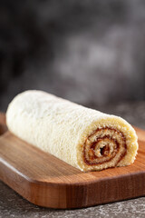 Swiss roll cake filled with guava paste.