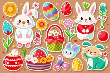 easter stickers for kids vector illustration