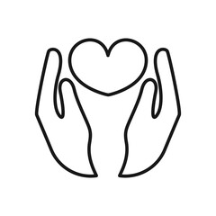 Save life, save love, simple line symbol, medical help vector icon for user interface.