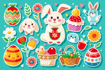 Poster easter stickers vector illustration © Shiju Graphics
