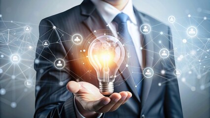 a businessman holding a lamp