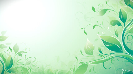 Elegant Floral pattern and Green Leaves Background, Organic Design with Copy Space