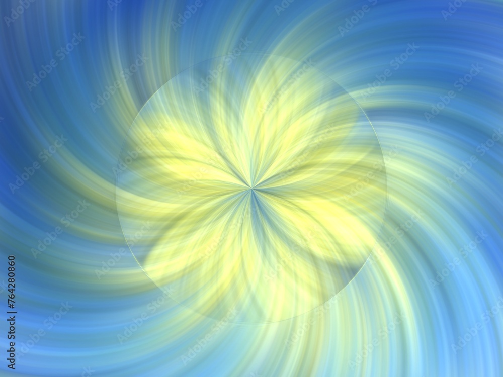 Poster background with circle shape, effect of rays in motion, lines curves, waves, bends, lights, blur and