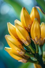 A bouquet of bananas on a plant in detail. close-up. generative ai