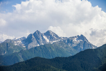 Fototapeta na wymiar Mountains near Arkhyz, Karachay-Cherkessia landscape. Russia