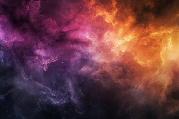 A vivid background featuring clouds and stars in a vibrant array of colors, A digital representation of gas clouds in nebula, filled with powerful colors, AI Generated - obrazy, fototapety, plakaty