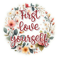 Motivational Quote Sticker. Inspirational Sticker with Flower Wreath. Self Love Affirmation Sticker. Self Love Quote Sticker