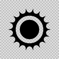 Sun icon vector editable stroke, Sun line symbol, Sun sign outline on transparent background.