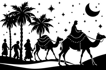 Arabian leading  silhouette vector art illustration
