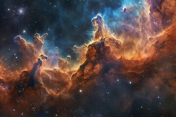A mesmerizing sight of countless stars forming a dense cluster in the expansive night sky, A fantastical celestial cloud in myriad hues of a nebula, AI Generated - obrazy, fototapety, plakaty
