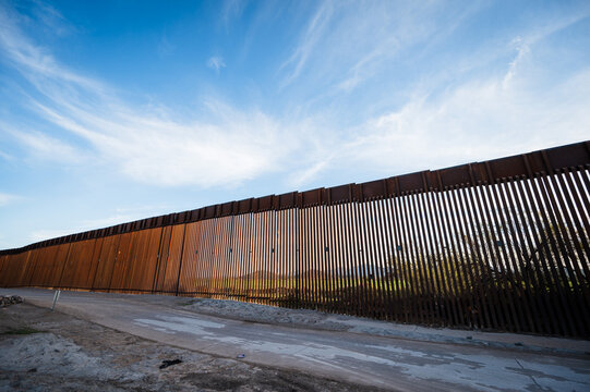 The US border wall between Lukeville Arizona and Sonoyta Mexico.