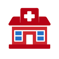 Obraz premium Gradient color healthcare facilities Hospital clinic building symbol icon vector graphic