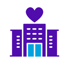 Gradient color healthcare  facilities Hospital clinic building symbol icon vector graphic