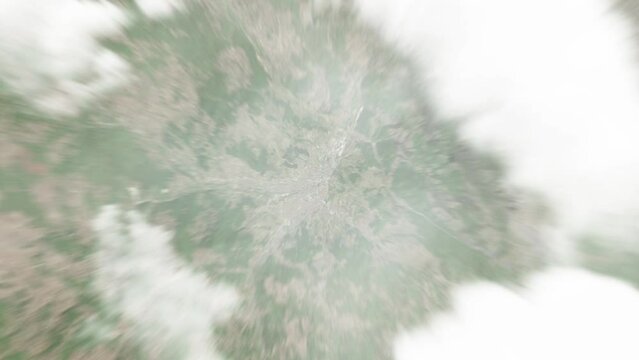 Earth zoom in from space to Novi Pazar, Serbia. Followed by zoom out through clouds and atmosphere into space. Satellite view. Travel intro. Images from NASA