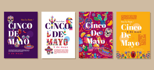 Elegant cinco de mayo Set of greeting cards, posters, holiday covers