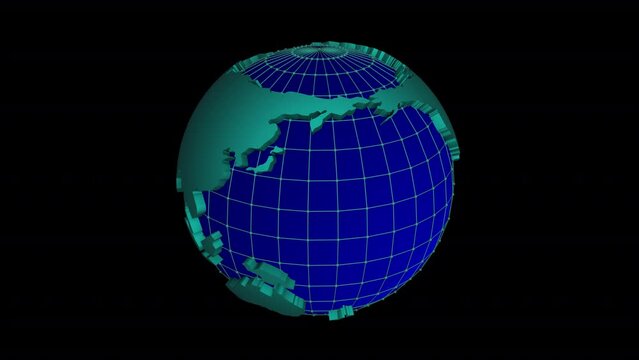 Rotating Planet Earth Isolated on Transparent Background.  The globe is isolated with alpha channel, so it can be used as a separate composition for video projects. 