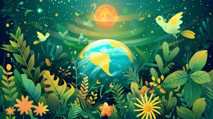 Obraz na płótnie Canvas a modern illustration about of earth day 