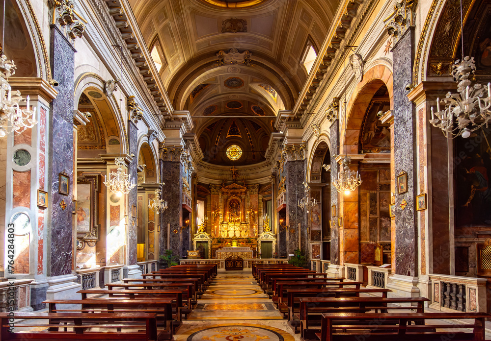 Canvas Prints Interiors of Santi Vincenzo e Anastasio a Trevi church in Rome, Italy