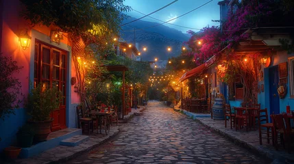 Fototapete Rund  Colourful streets of Greece. © Janis Smits