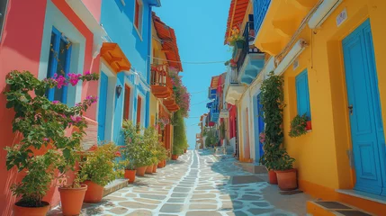 Rolgordijnen  Colourful streets of Greece. © Janis Smits