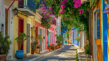 Fototapeta premium Colourful streets of Greece.