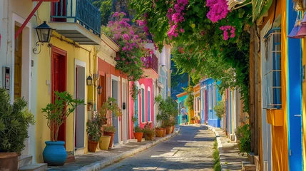 Rolgordijnen  Colourful streets of Greece. © Janis Smits