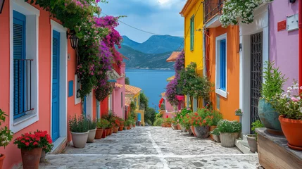 Fotobehang  Colourful streets of Greece. © Janis Smits