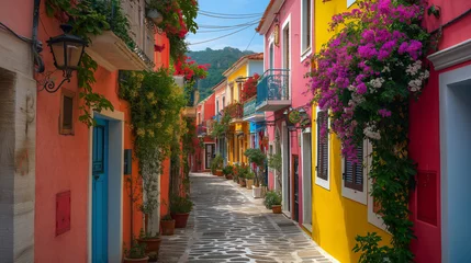 Zelfklevend Fotobehang  Colourful streets of Greece. © Janis Smits