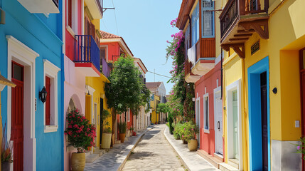 Fototapeta na wymiar Colourful streets of Greece.