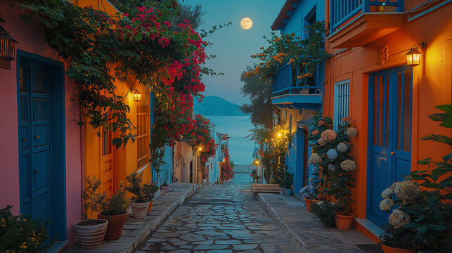 Fototapeta  Colourful streets of Greece.