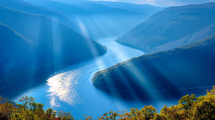 Scenic lake in Marlborough Sounds, New Zealand, tranquil travel destination, sunrise
