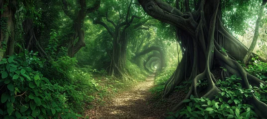Plaid avec motif Route en forêt Green Wonderland, Explore the Enchanted Forest Pathway