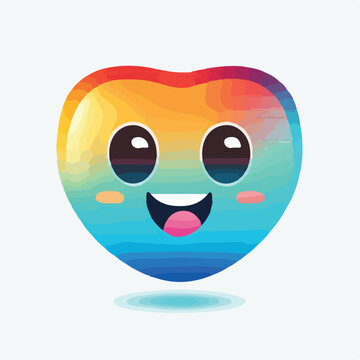 Cute gradient social media smiling face with heart