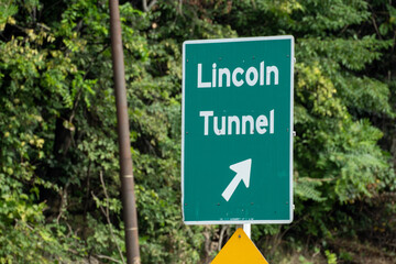 Entrance sign for the Lincoln Tunnel from New Jersey to New York City