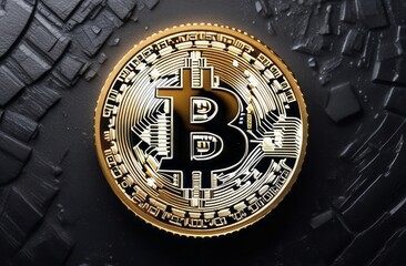 Bitcoin ETF coin, gold yellow, trading, chart, money, rich. Close-up bitcoin coin with flying coins. Bitcoin Crypto currency Gold BTC Bit Coin close up of Bitcoin coins isolated. Blockchain technology