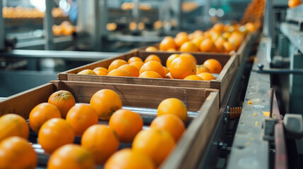 Fresh Orange fruit line operation in factory.