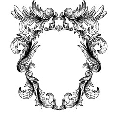 Feather Frames with Vintage Engraving Border