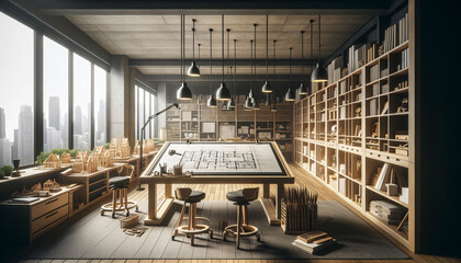 a room filled with lots of wooden shelves filled with books