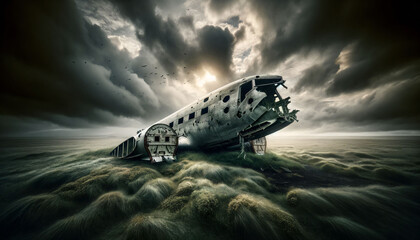 a large airplane sitting on top of a body of water