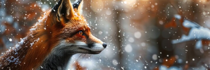 Red Fox Amidst Falling Snow
