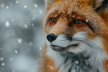 Fototapeta premium Dreamy Red Fox in a Whirling Snowstorm