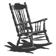 Silhouette rocking Chair black color only - obrazy, fototapety, plakaty