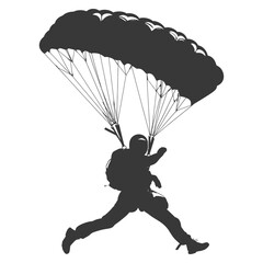 Silhouette skydiver woman full body black color only