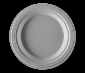 White disposable paper plate isolated on black, eco friendly, clipping path - 764291628
