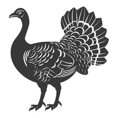 Silhouette Turkey Animal black color only full body