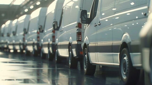 A fleet of white delivery vans, demonstrating the role of logistics and distribution in the service industry