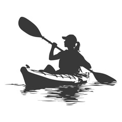 Silhouette Woman Canoe Player in action full body black color only