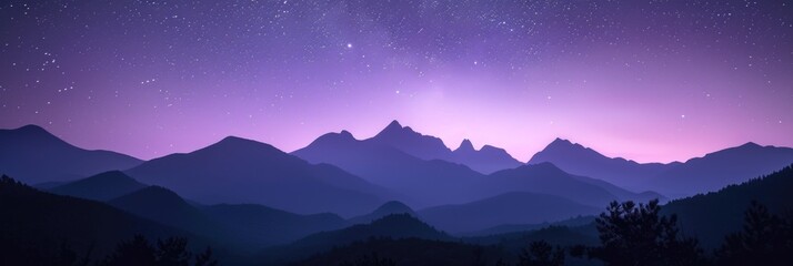 Starry Twilight above Serene Mountain Range