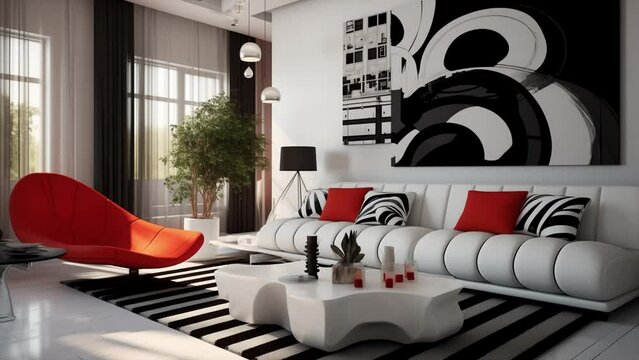 Un joli salon blanc, des canapés avec de jolis design.