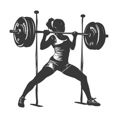 Fototapeta na wymiar Silhouette Woman weightlifting Player in action full body black color only